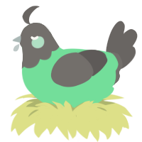 A spring and grey chicken with a head pattern