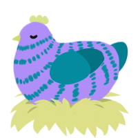 Pedro, a lilac and sea chicken with a bar pattern