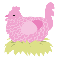 pink, a pink chicken with a lace pattern