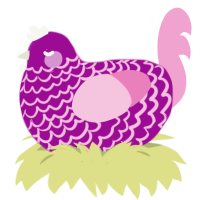 LaceyLou, a plum and pink chicken with a lace pattern