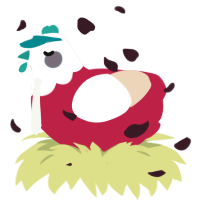 Dried Toothpaste, a crimson and cream chicken with a head pattern