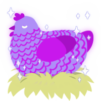 Fantasia, a lilac and amethyst chicken with a lace pattern