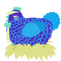Hoop, a indigo and sky chicken with a lace pattern