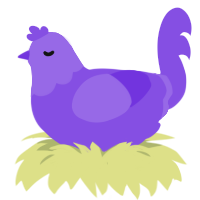 A blurple chicken with a head pattern