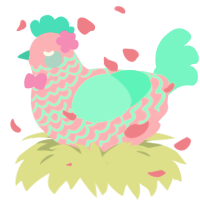 Candyfloss, a rose and mint chicken with a lace pattern