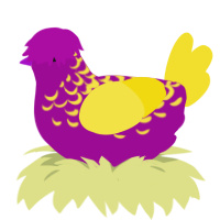 (unnamed), a plum and yellow chicken with a half-lace pattern