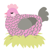 Quartz, a pink and ash chicken with a lace pattern