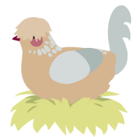 A beige and silver chicken with a neck-speckle pattern