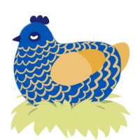 Fount of Knowledge, a ultramarine and honey chicken with a lace pattern