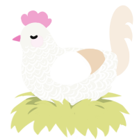 Vanilla, a white and cream chicken with a double-lace pattern