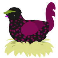 Everything Must Go, a sable and wine chicken with a speckle pattern