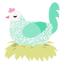 Spearmint, a white and mint chicken with a double-lace pattern