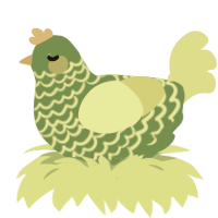 A viridian and lime chicken with a lace pattern