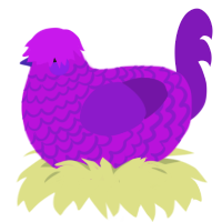 Bud, a amethyst and violet chicken with a lace pattern