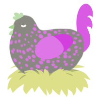 A ash and orchid chicken with a speckle pattern