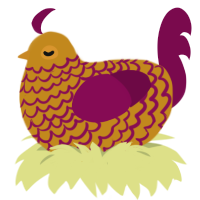 A ochre and wine chicken with a lace pattern