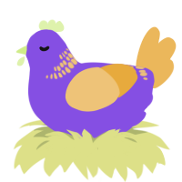 Amoeba, a blurple and honey chicken with a neck-band pattern