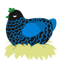 A sable and sapphire chicken with a lace pattern