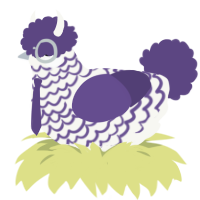 Dyed Taro, a white and overcast chicken with a lace pattern