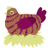 A brown and wine chicken with a bar pattern