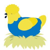Rubber duck, a sapphire and yellow chicken with a head pattern