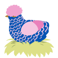 Bubble bath, a ultramarine and pink chicken with a lace pattern