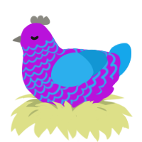 Biphobia, a amethyst and sky chicken with a lace pattern