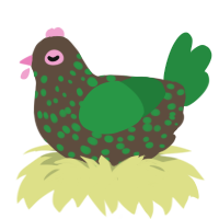 A bark and viridian chicken with a speckle pattern