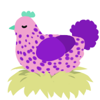 (unnamed), a pink and violet chicken with a speckle pattern