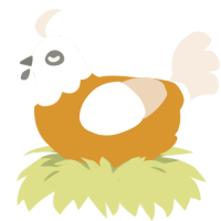 A orange and cream chicken with a head pattern