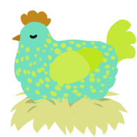 A mint and lime chicken with a speckle pattern