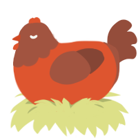 Chocolate orange, a vermilion and russet chicken with a head pattern