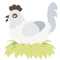 ghost, a white and mist chicken with a head pattern
