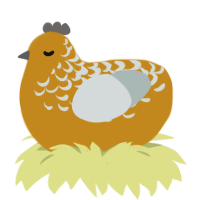 Rug, a ochre and silver chicken with a half-lace pattern