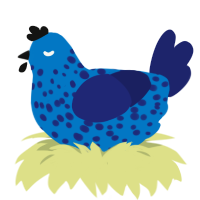 Blu Moon, a sapphire and navy chicken with a speckle pattern