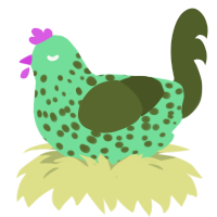 (unnamed), a spring and olive chicken with a speckle pattern