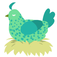 A spring and turquoise chicken with a speckle pattern