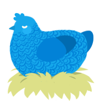FrillMeep, a sky and sapphire chicken with a double-lace pattern
