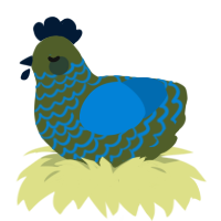 A olive and sapphire chicken with a lace pattern