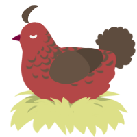 A red and bark chicken with a half-lace pattern