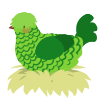 A grass and leaf chicken with a lace pattern