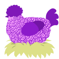 A lavender and violet chicken with a double-lace pattern