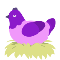 A lavender and violet chicken with a head pattern