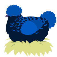 A tumblr and ultramarine chicken with a half-lace pattern