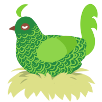 A viridian and grass chicken with a double-lace pattern
