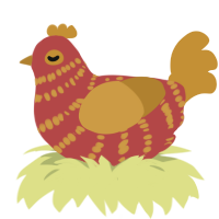 Honey, a red and gold chicken with a bar pattern