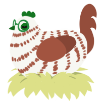 Tundra, a white and russet chicken with a bar pattern
