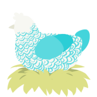 (unnamed), a white and aqua chicken with a double-lace pattern