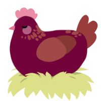 Mysterious Stain, a maroon and red chicken with a neck-speckle pattern