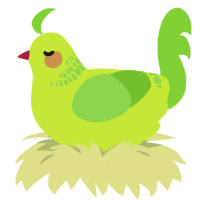 granny smith, a lime and grass chicken with a neck-band pattern